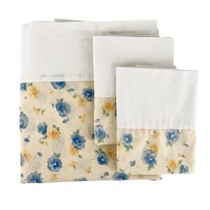 Vintage Cottagecore Floral Queen Sheet & Pillowcases 90s 1990s